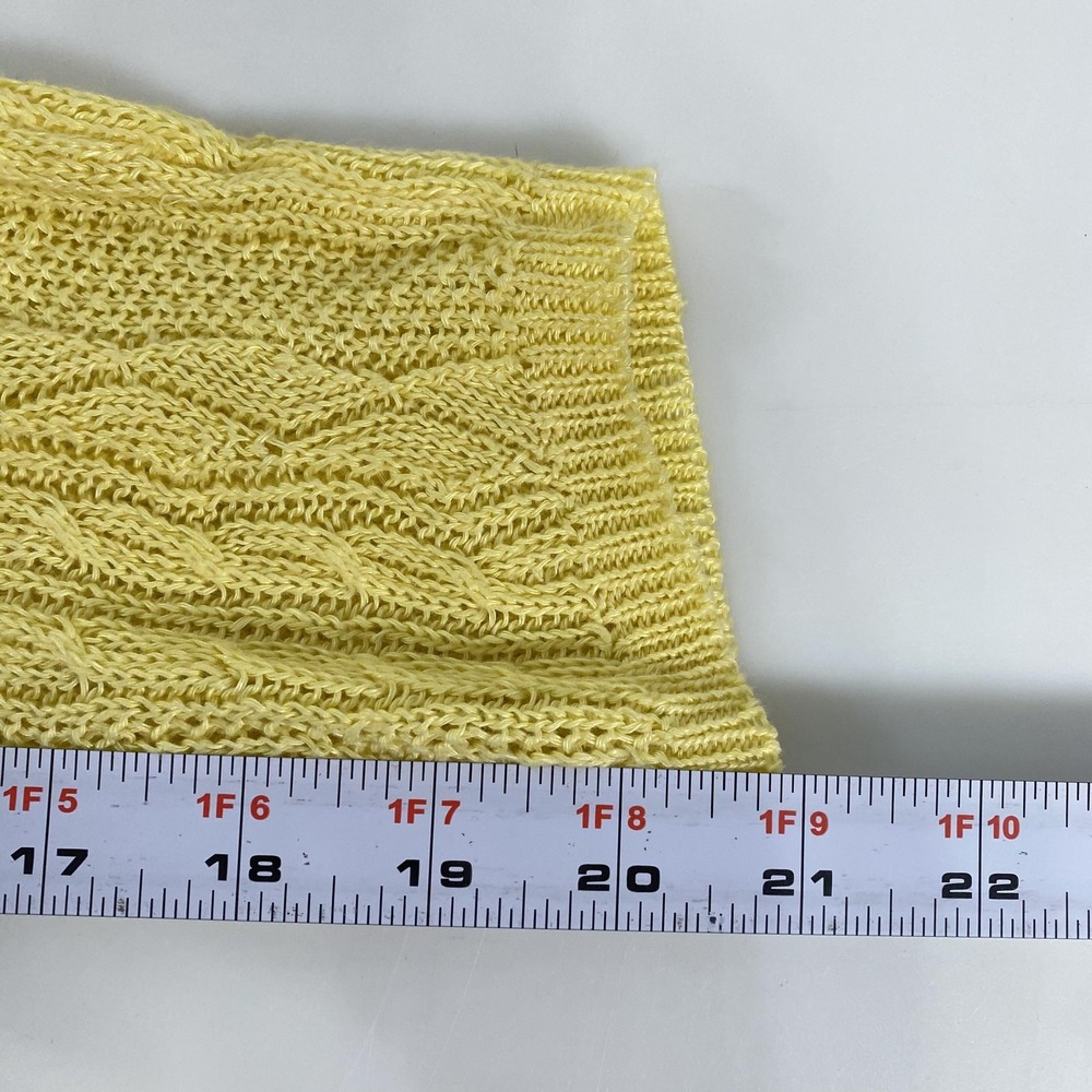 Lauren Ralph Lauren Sweater Womens Medium Yellow Cable Knit Linen 3/4 Sleeve - Picture 8 of 10